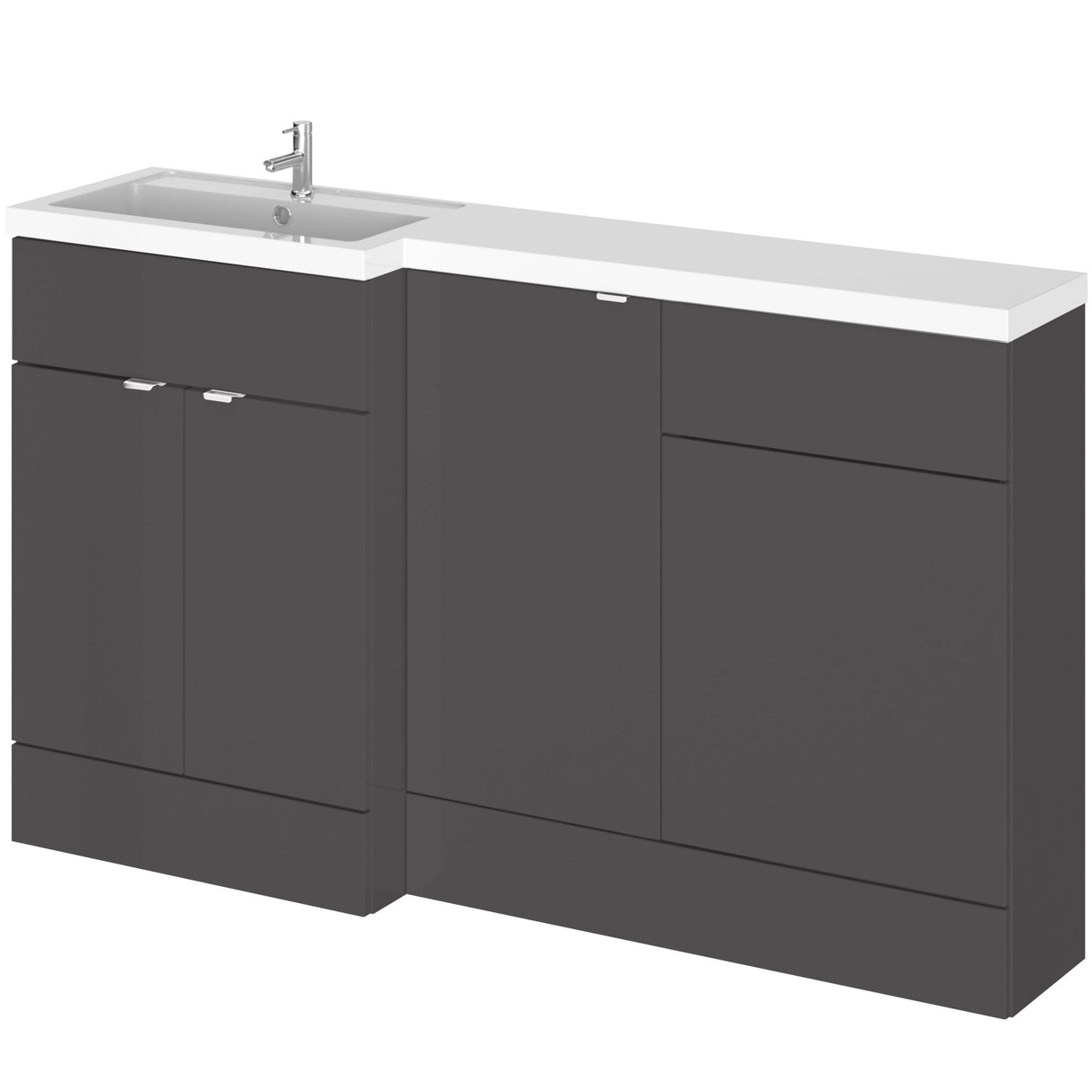 Hudson Reed Fusion 1500mm Full Depth Toilet & Basin Suite, 3 Door Vanity Unit (600mm) Gloss Grey CBI915