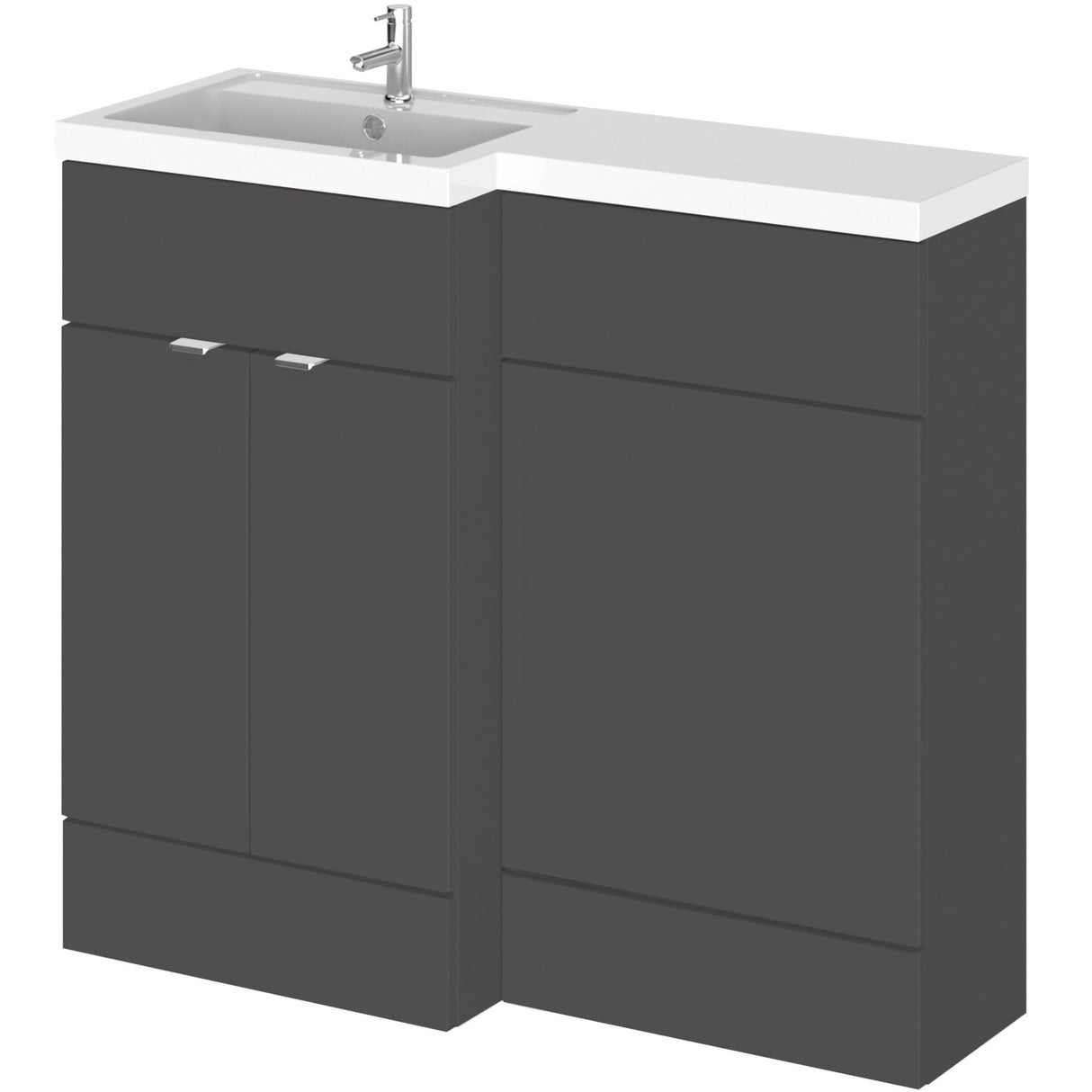 Hudson Reed Fusion Full Depth Toilet & Basin Suite, 2 Door Vanity Unit (500mm), W1000mm Gloss Grey CBI926