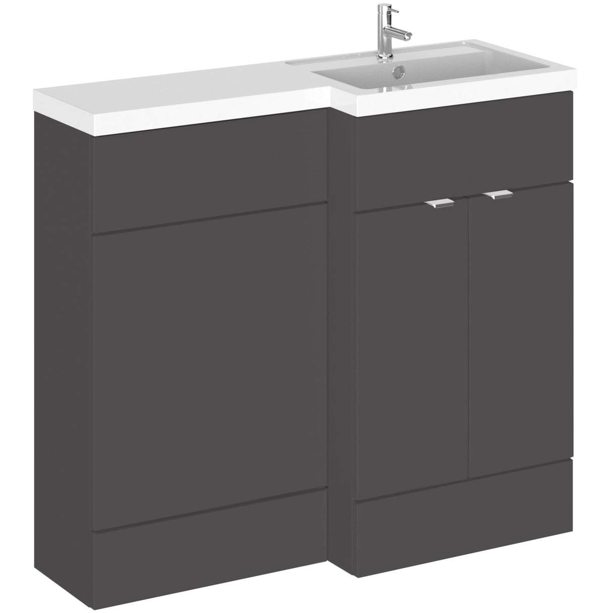 Hudson Reed Fusion Full Depth Toilet & Basin Suite, 2 Door Vanity Unit (500mm), W1000mm Gloss Grey CBI927