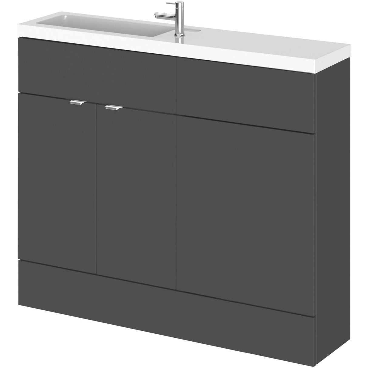 Hudson Reed Fusion Slimline Toilet & Basin Suite, 2 Door Vanity Unit (500mm), W1000mm Gloss Grey CBI942