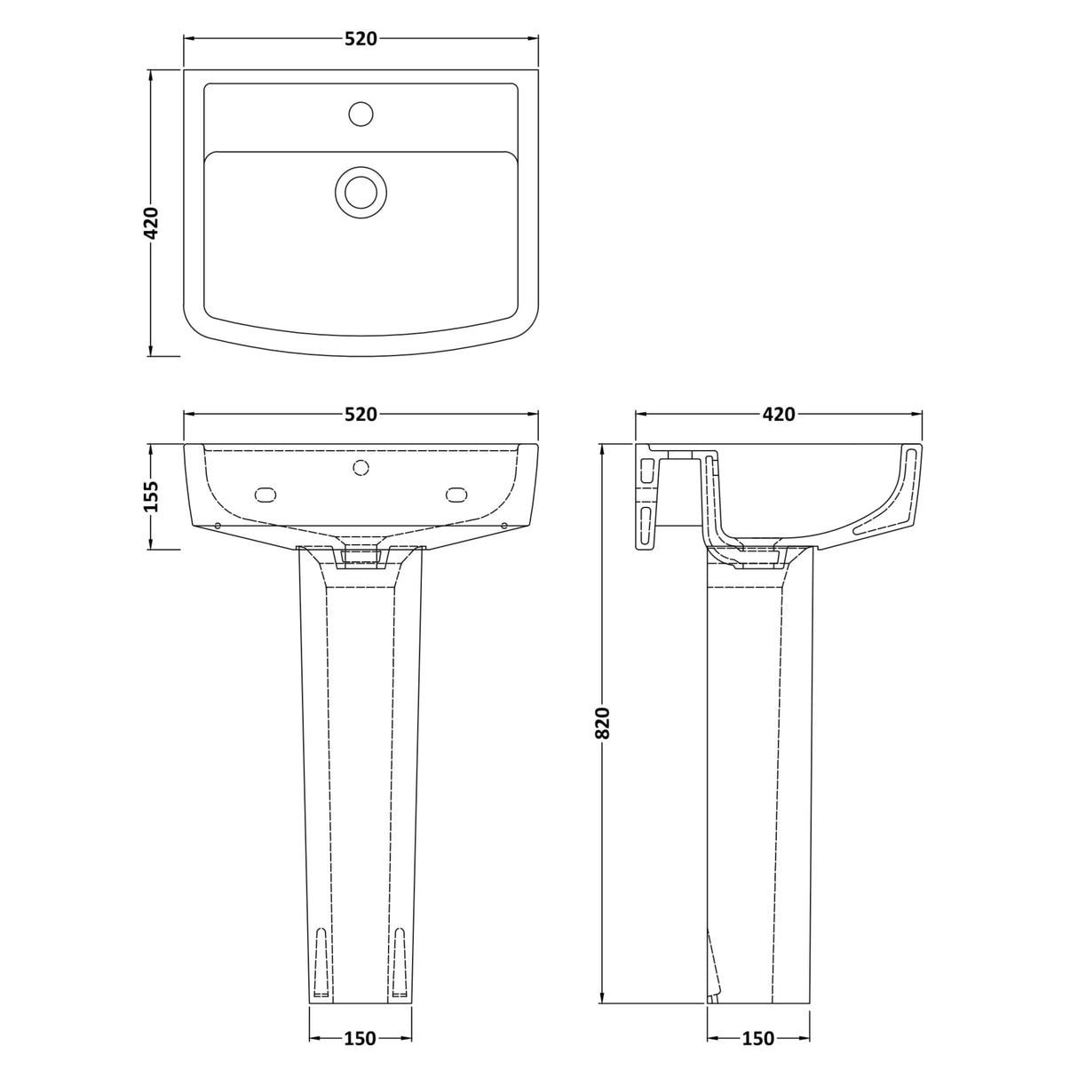 Nuie Bliss Basin & Full Pedestal - 1 Tap Hole CBL009 LD