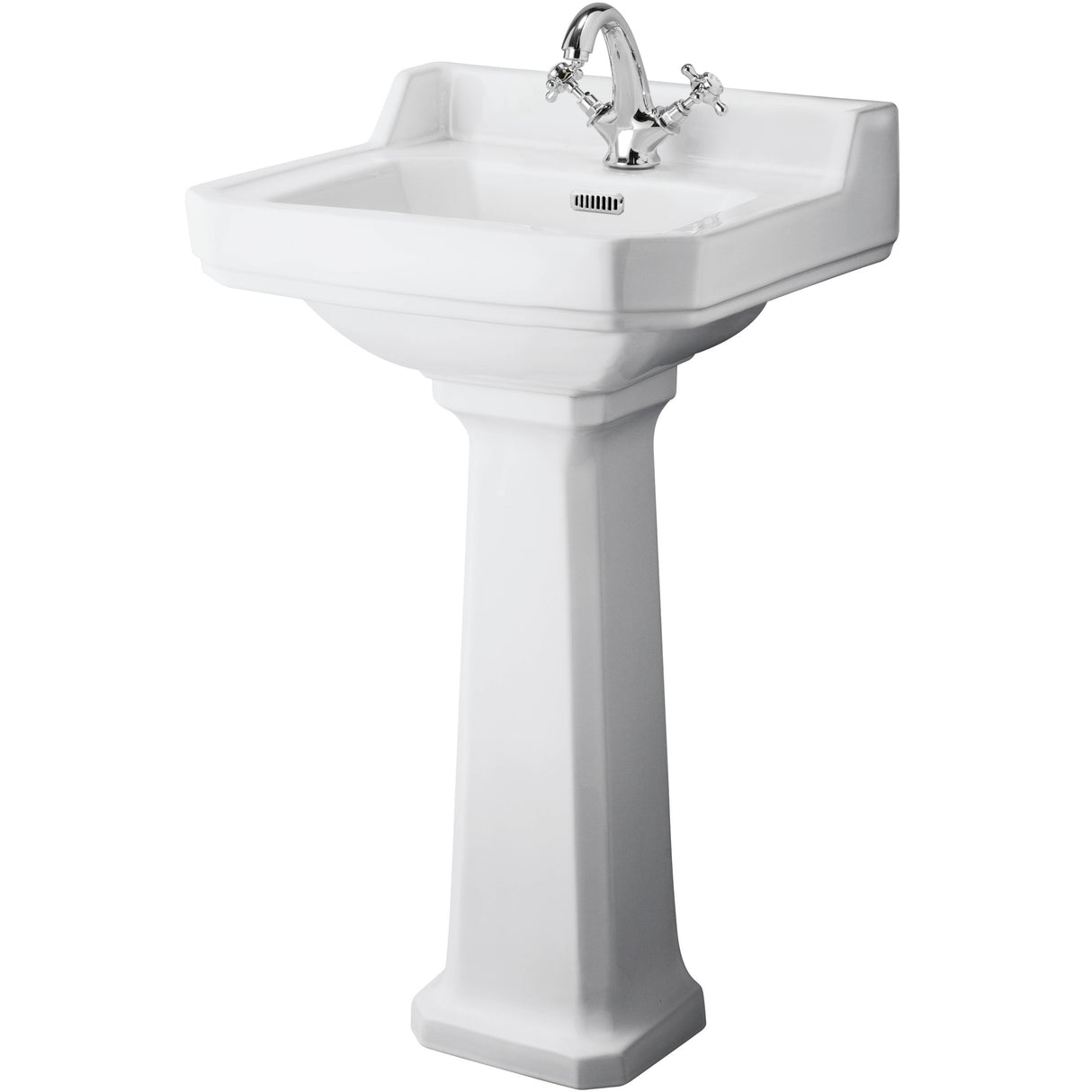 Old London Richmond Basin & Full Pedestal, 1 Tap Hole White CCR015