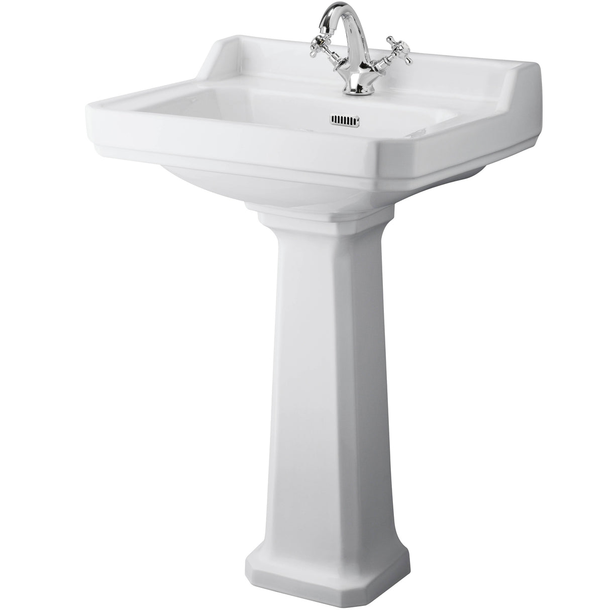 Old London Richmond Basin & Full Pedestal, 1 Tap Hole White CCR017
