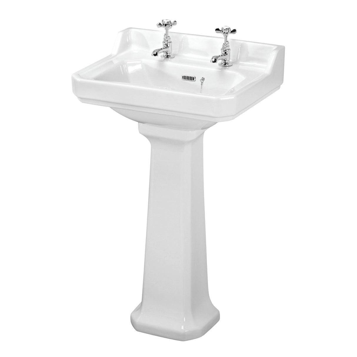 Nuie Carlton Basin & Full Pedestal 560mm wide - 2 Tap Hole CCT004