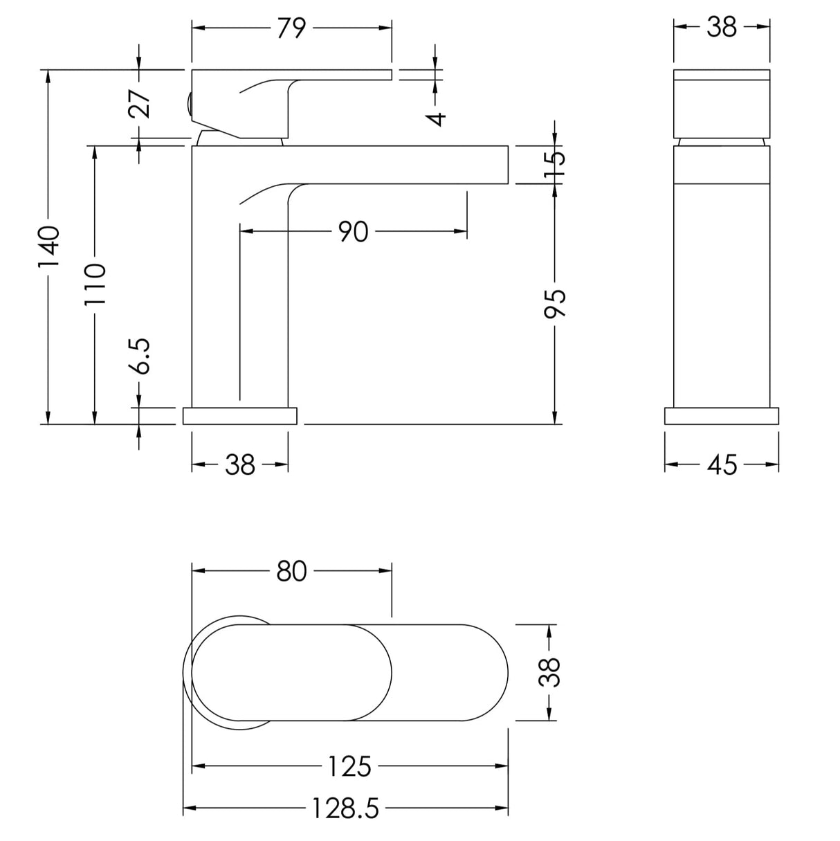 BC Designs Chelmsford Mini Basin Mixer Tap & Waste Chrome CHE315 LD
