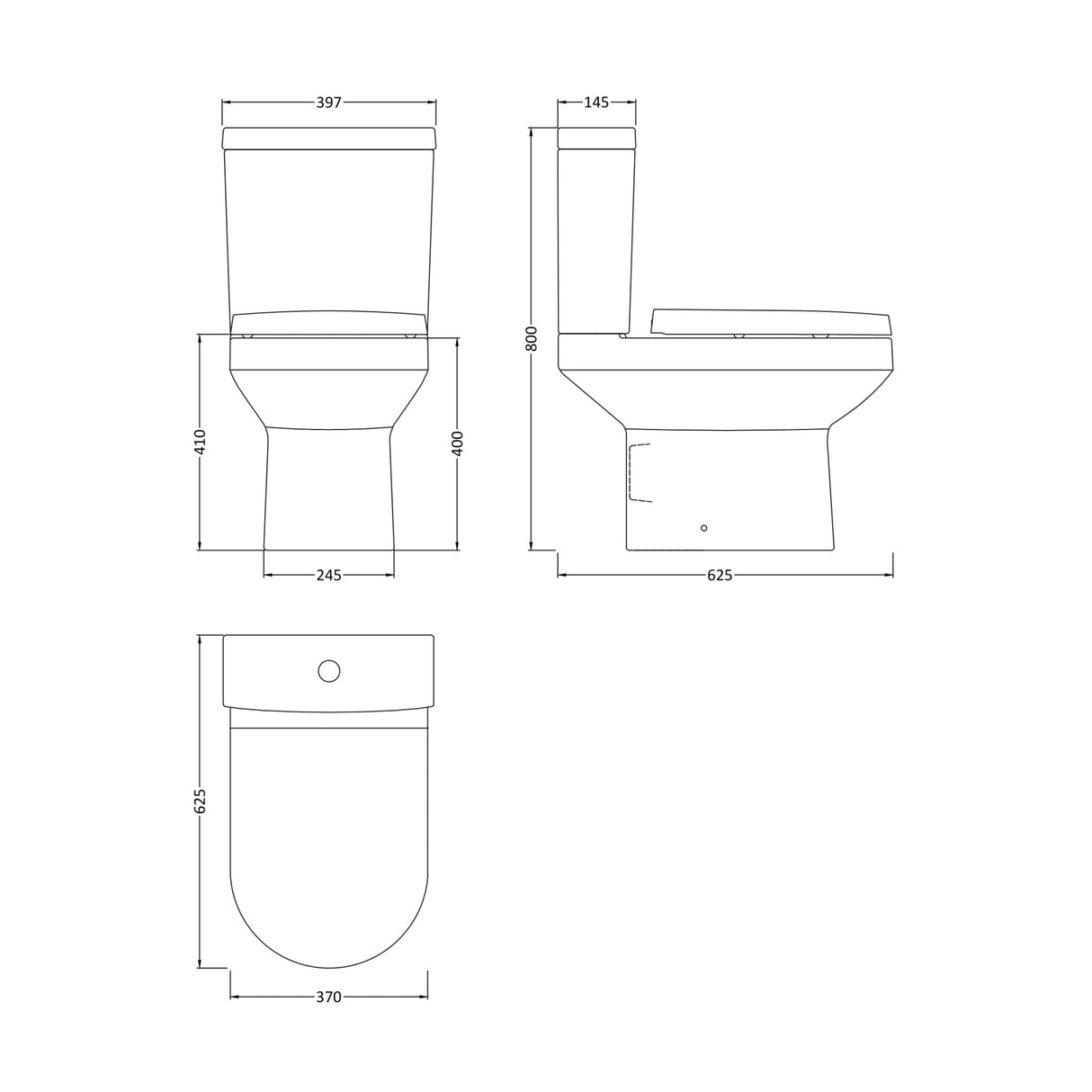Nuie Harmony Semi BTW Close Coupled Toilet Without Seat CHM003 LD