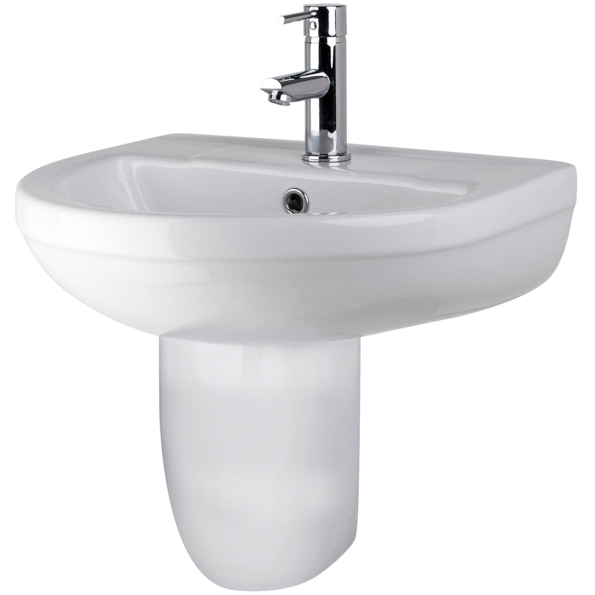 Nuie Harmony Basin & Semi-Pedestal 500mm wide - 1 Tap Hole CHM004