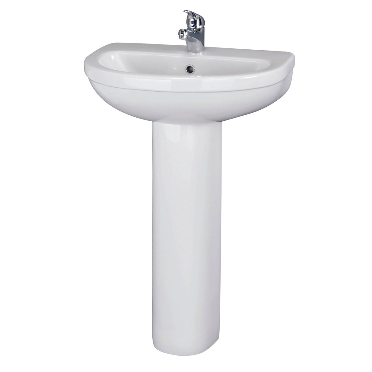 Nuie Ivo Basin & Full Pedestal 550mm wide - 1 Tap Hole CIV002