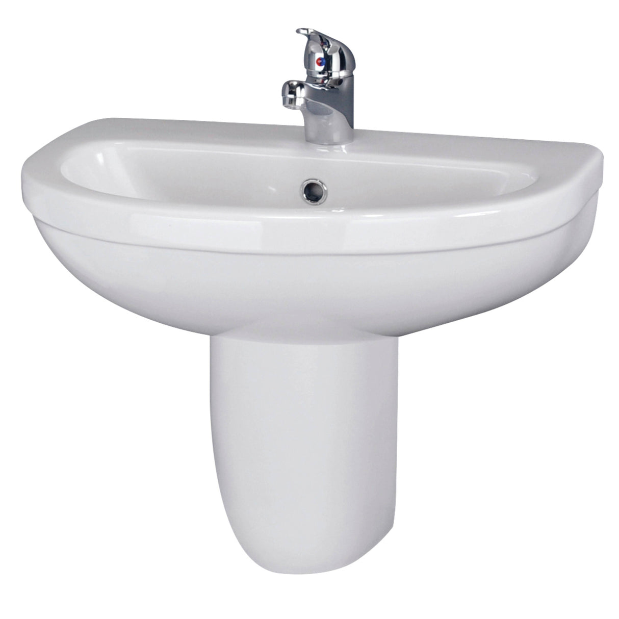 Nuie Ivo Basin & Semi-Pedestal 550mm wide - 1 Tap Hole CIV004