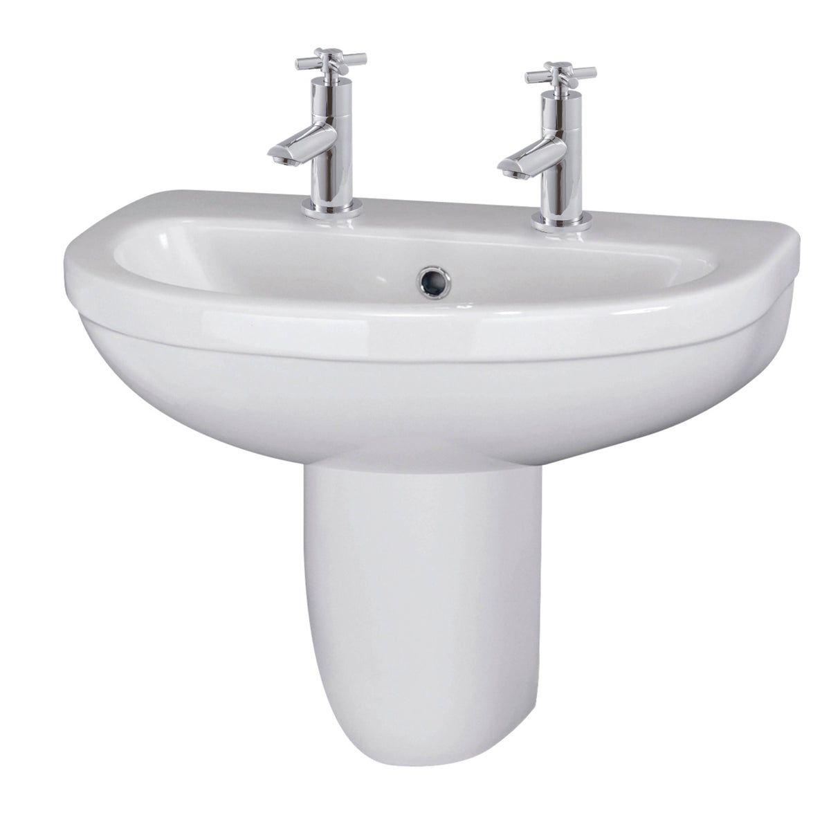 Nuie Ivo Basin & Semi-Pedestal 550mm wide - 2 Tap Hole CIV005