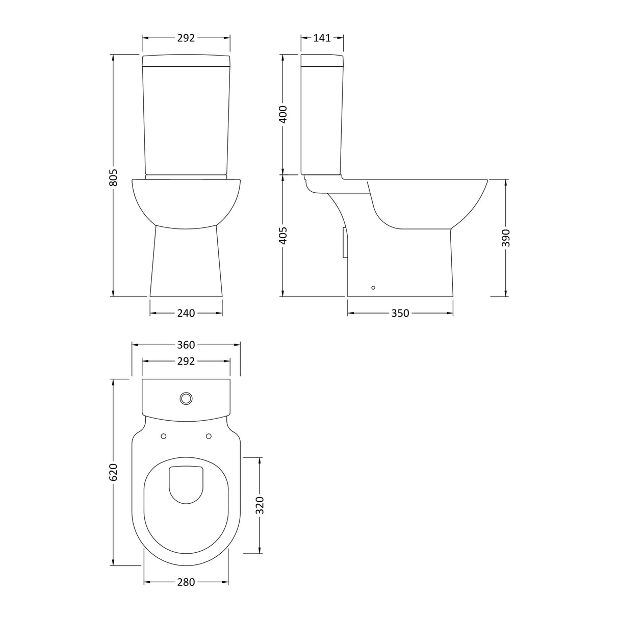 Nuie Provost Compact Close Coupled Toilet Without Seat CKN003 LD