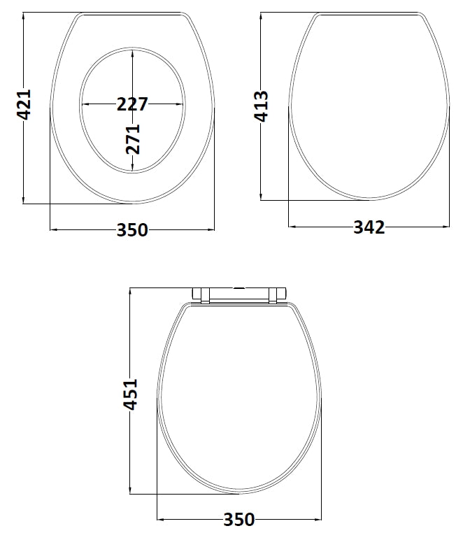 Nuie Classique Soft Close Wooden Toilet Seat With Top Fix CLA1499 LD