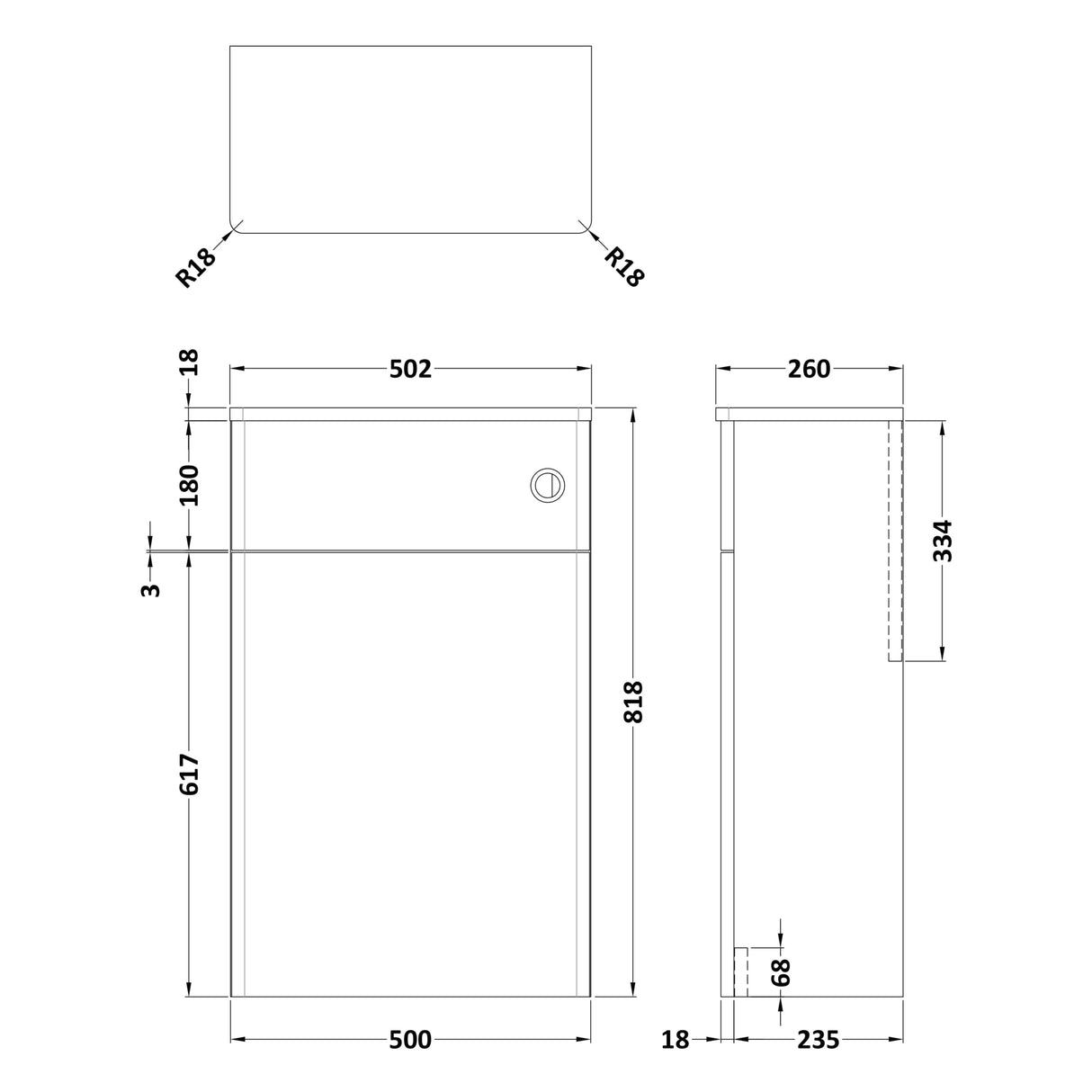 Nuie Classique Traditional WC Unit W500mm Satin Grey CLA241 LD