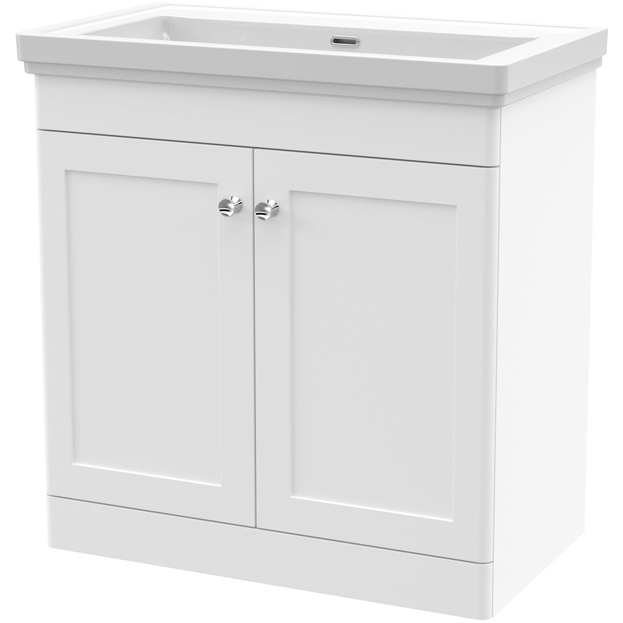 Nuie Classique 800mm Freestanding 2 Door Vanity Unit & Basin Satin White CLC126H