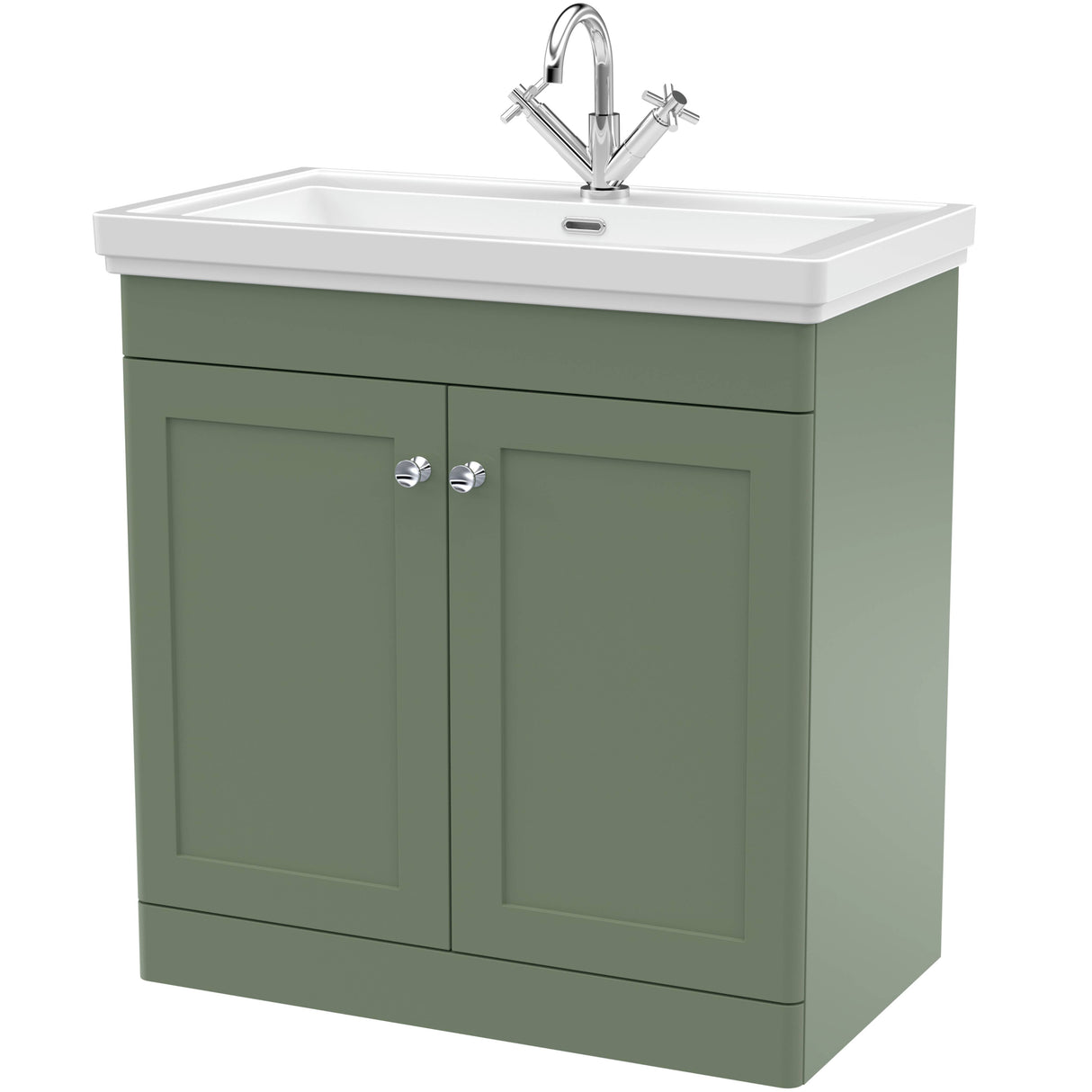 Nuie Classique 800mm Freestanding 2 Door Vanity Unit & Basin Satin Green CLC826A