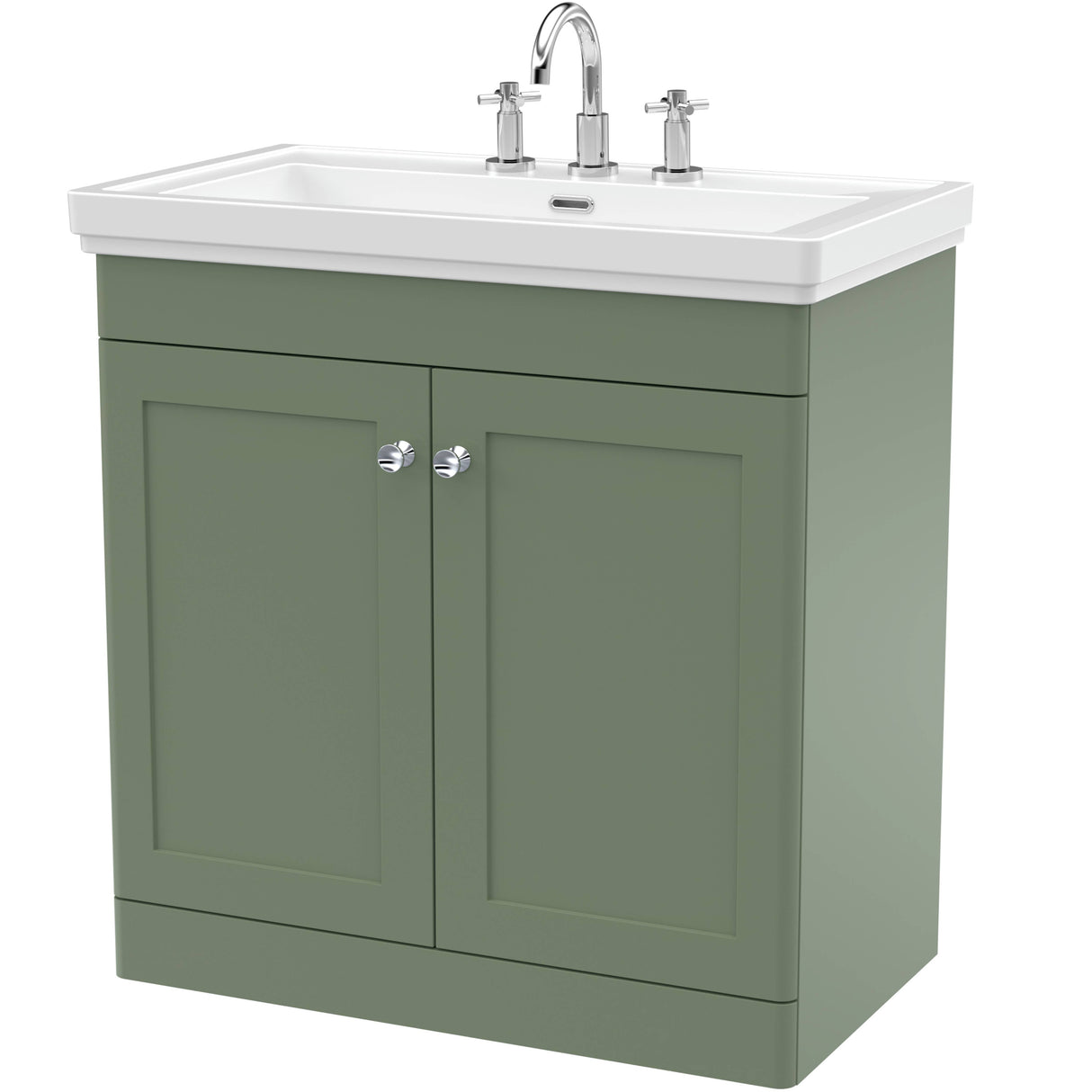 Nuie Classique 800mm Freestanding 2 Door Vanity Unit & Basin Satin Green CLC826B