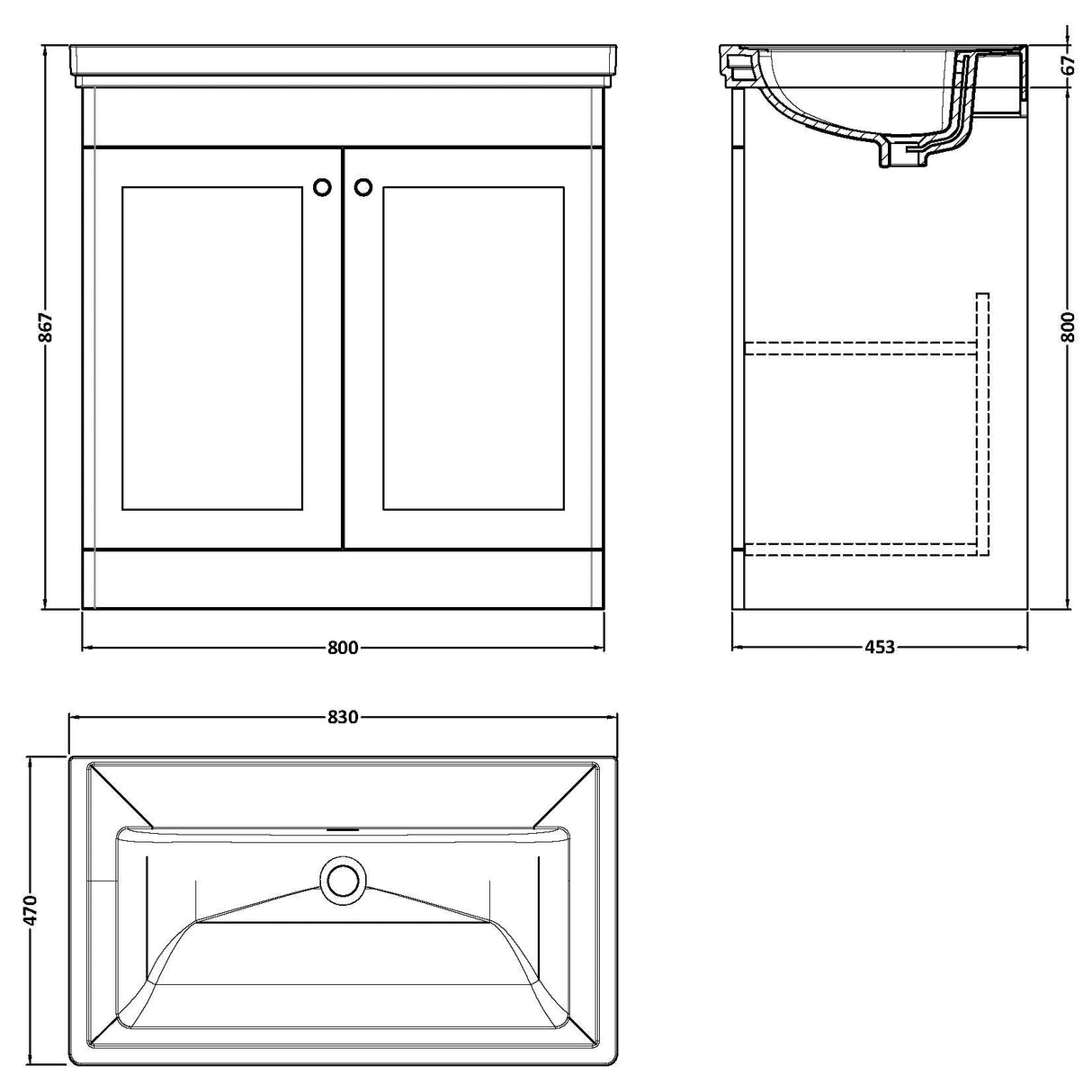 Nuie Classique 800mm Freestanding 2 Door Vanity Unit & Basin Satin Green CLC826H LD