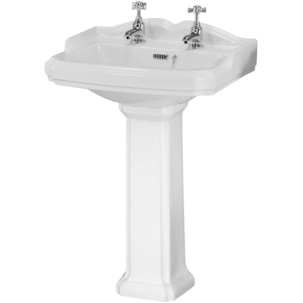 Nuie Legend Basin & Full Pedestal 590mm wide - 2 Tap Hole CLG004