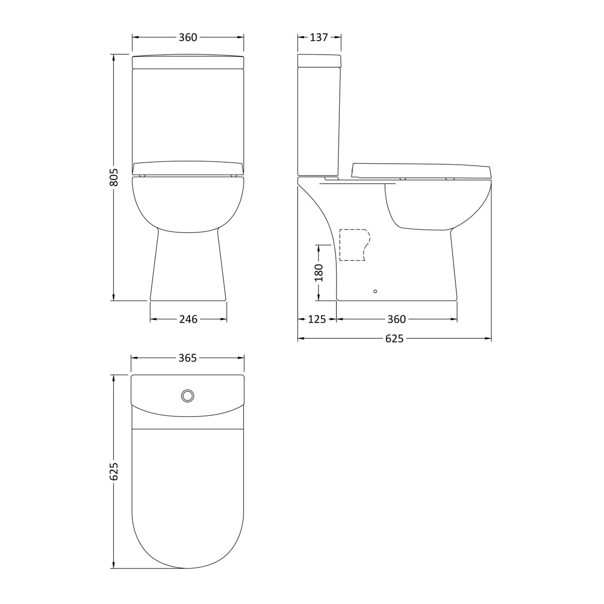 Nuie Lawton Compact Close Coupled Toilet CLW001 LD