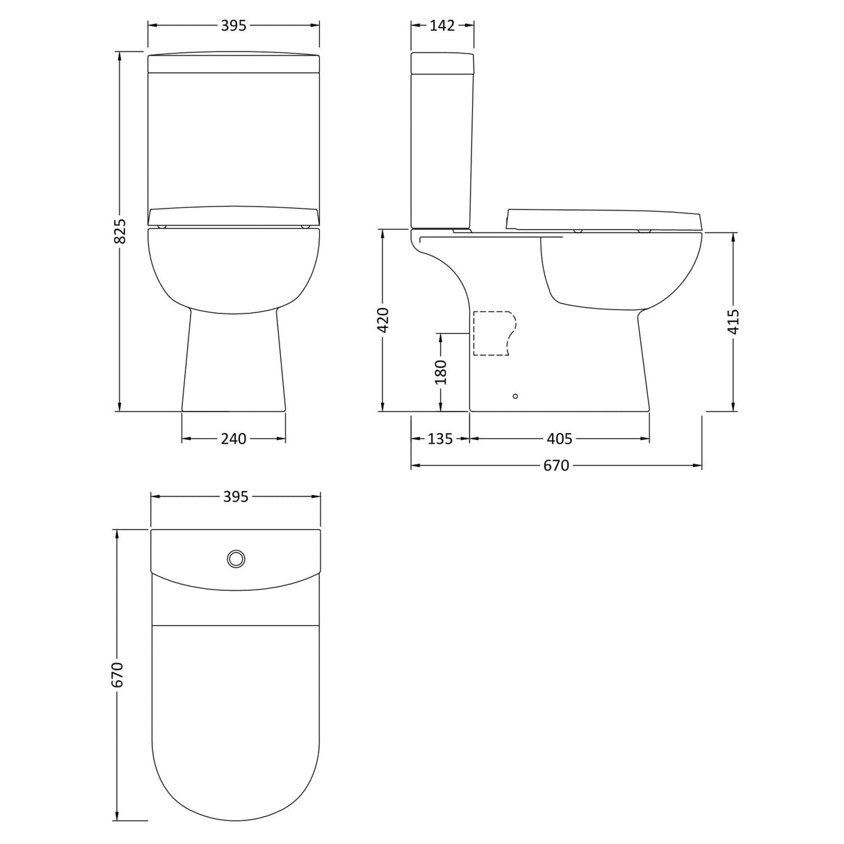 Nuie Lawton Modern Close Coupled Toilet CLW002 LD