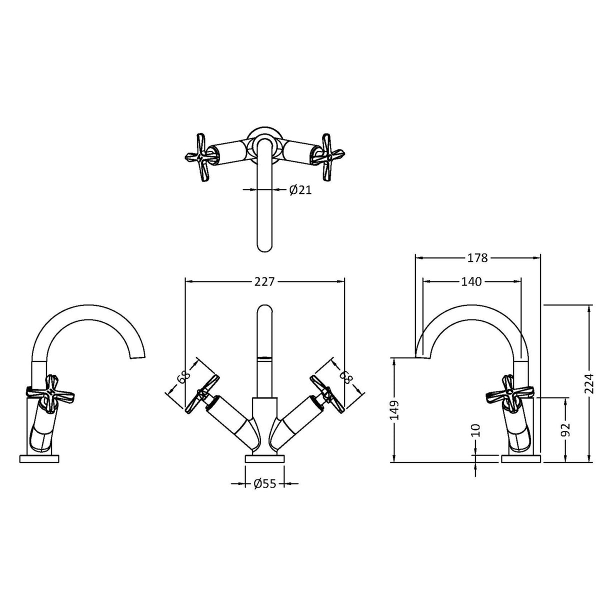 Nuie Aztec Mono Basin Mixer Tap with Waste Chrome CLX315 LD