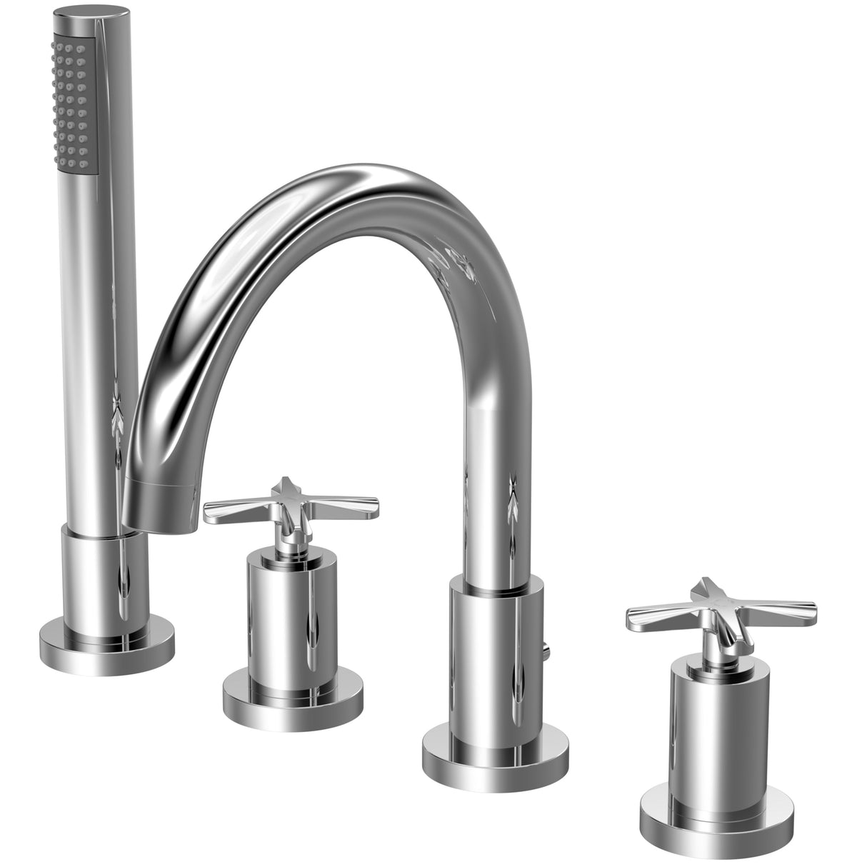 Nuie Aztec 4-Hole Bath Shower Mixer Tap with Shower Kit Chrome CLX334S