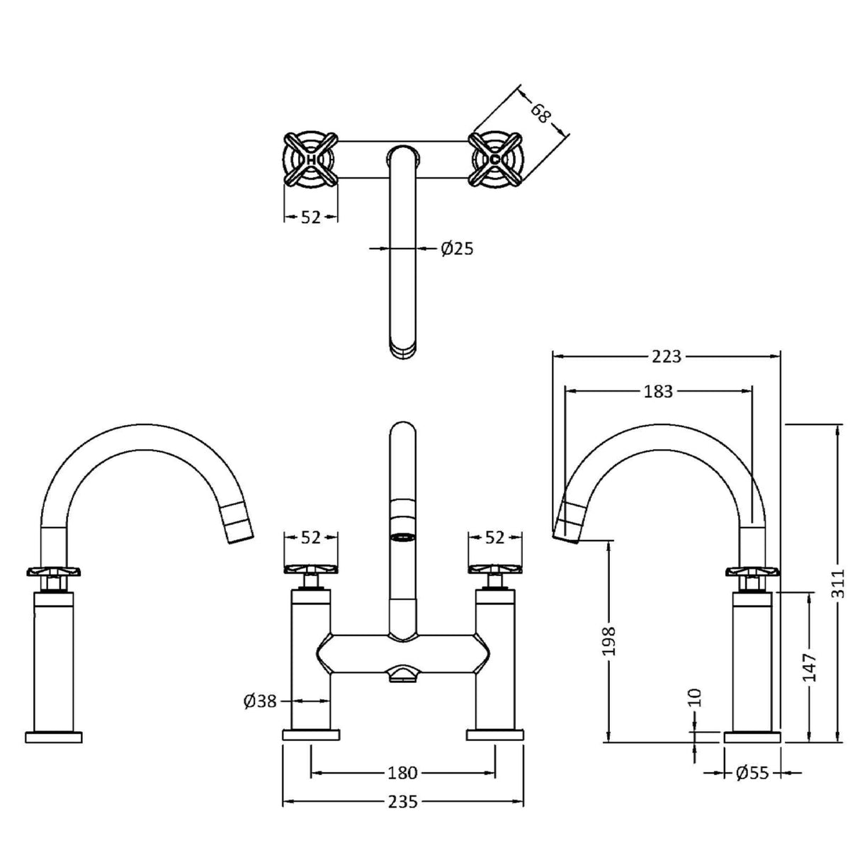 Nuie Aztec Bath Filler Tap Chrome CLX353 LD