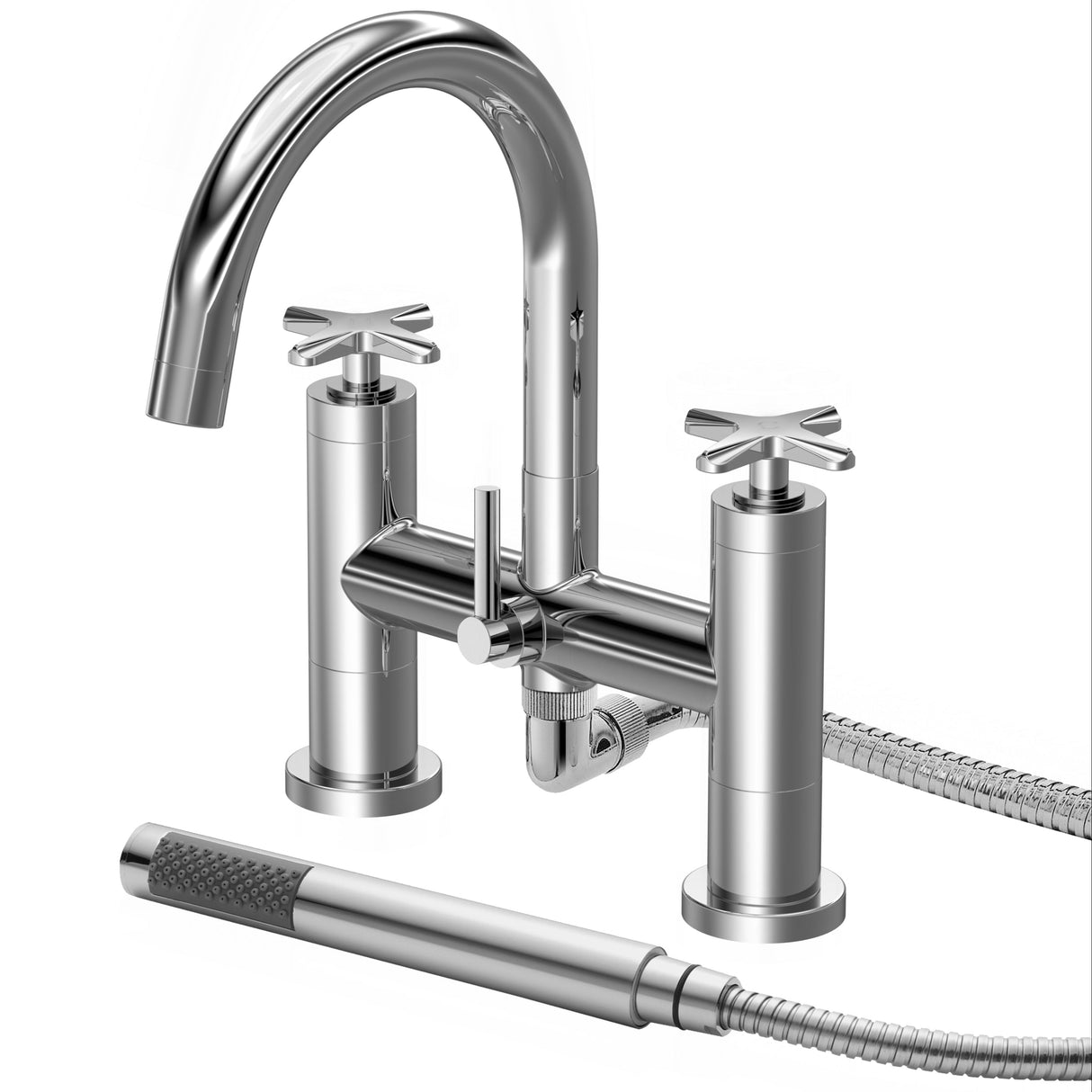 Nuie Aztec Bath Shower Mixer Tap with Shower Kit Chrome CLX354