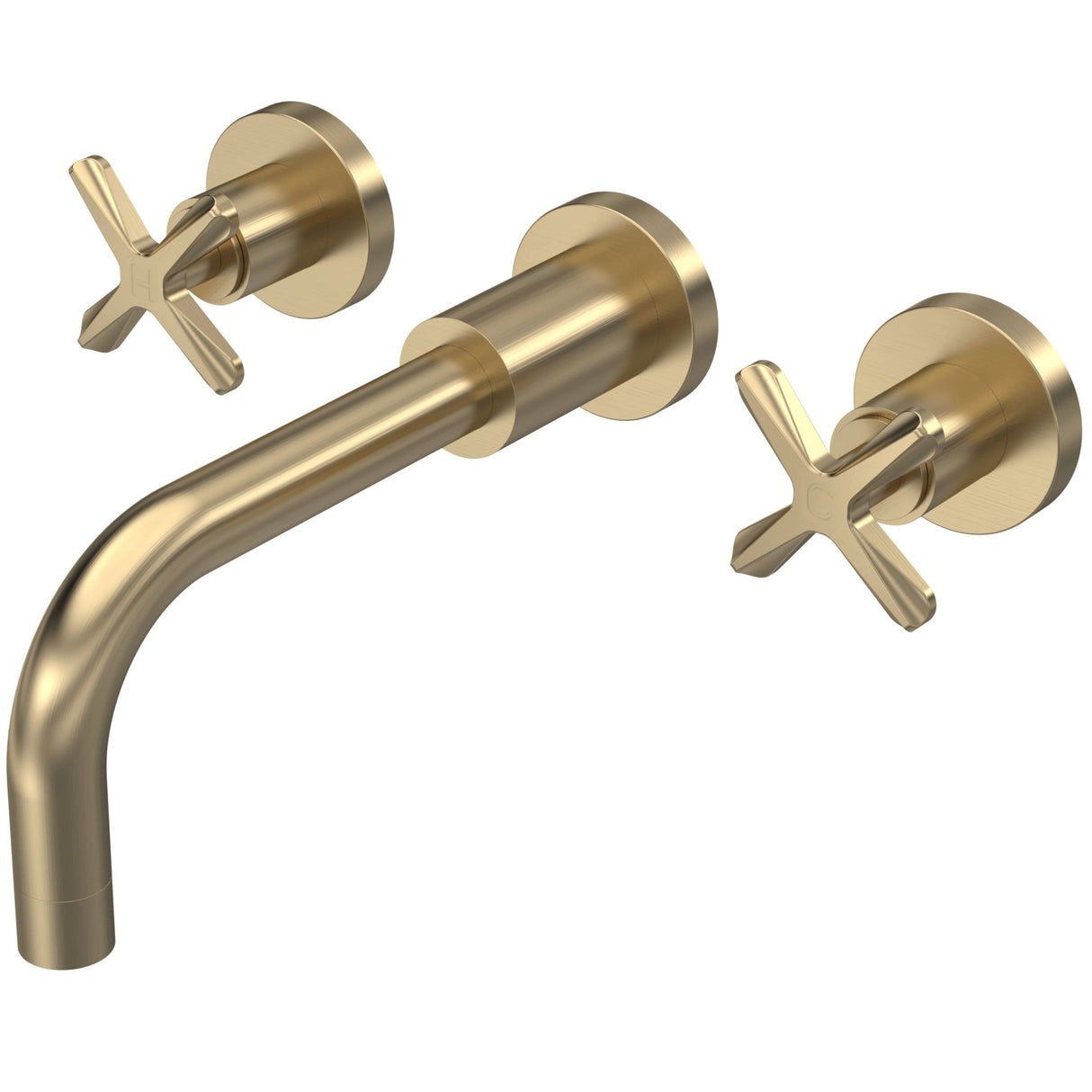 Nuie Aztec 3-Hole Wall Mounted Basin Mixer Tap Brushed Brass CLX817