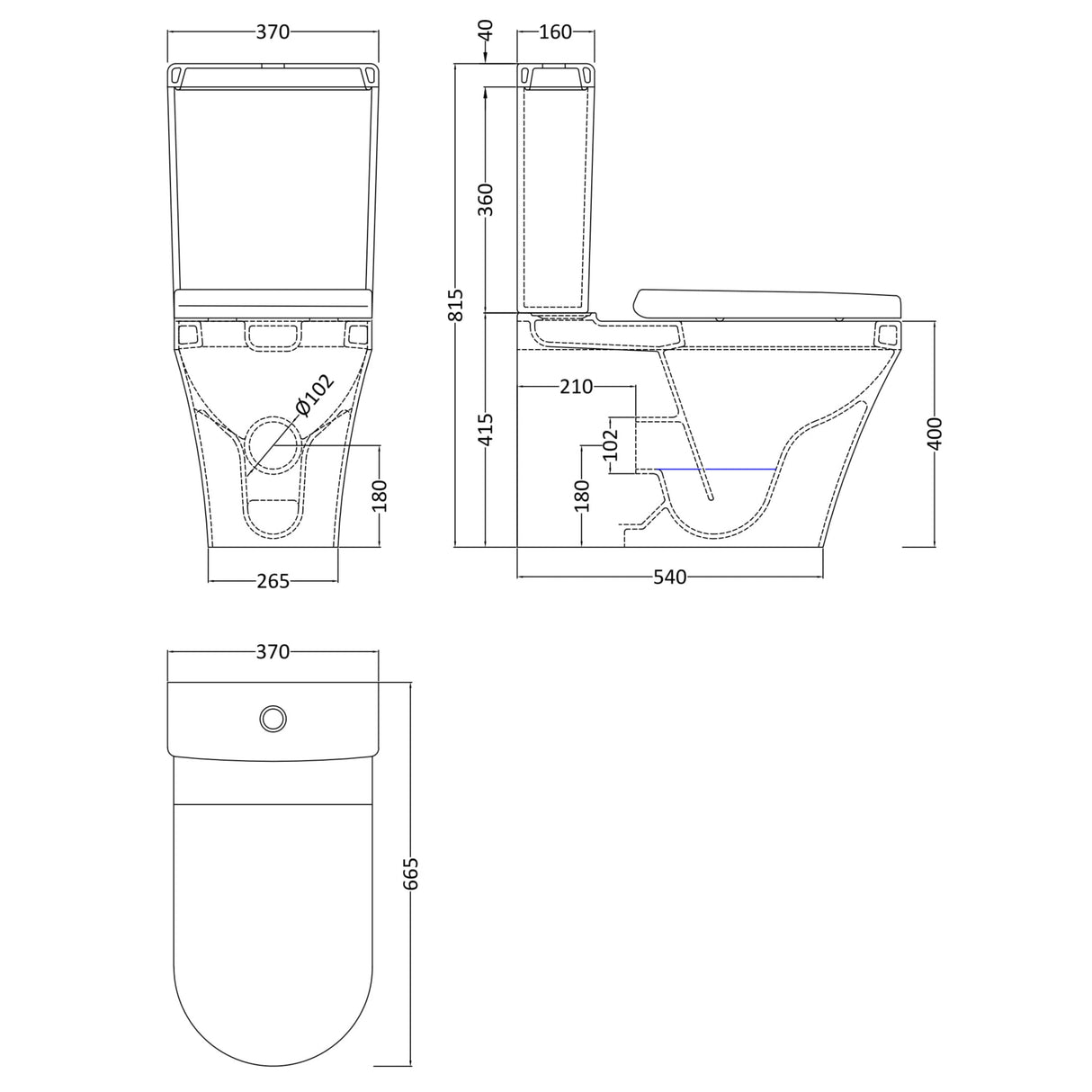 Hudson Reed Luna BTW Close Coupled Toilet & Soft Close Seat White CMA009 LD
