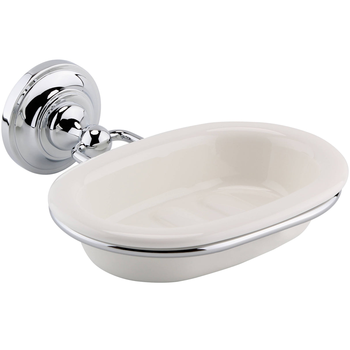 BC Designs Ceramic Soap Dish Holder Chrome/White CMA015