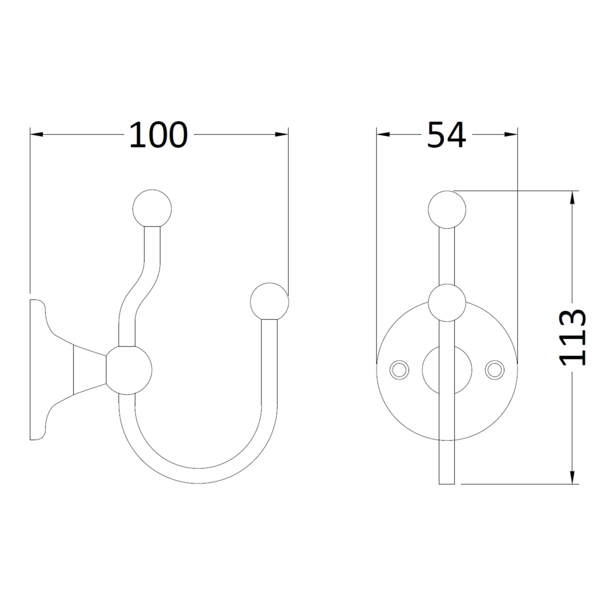 BC Designs Double Robe Hook Nickel CMA030N LD