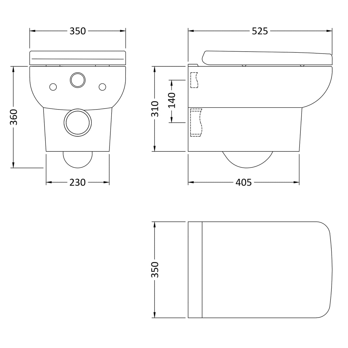 Hudson Reed Arlo Wall Hung Toilet & Soft Close Seat White CPA005 LD