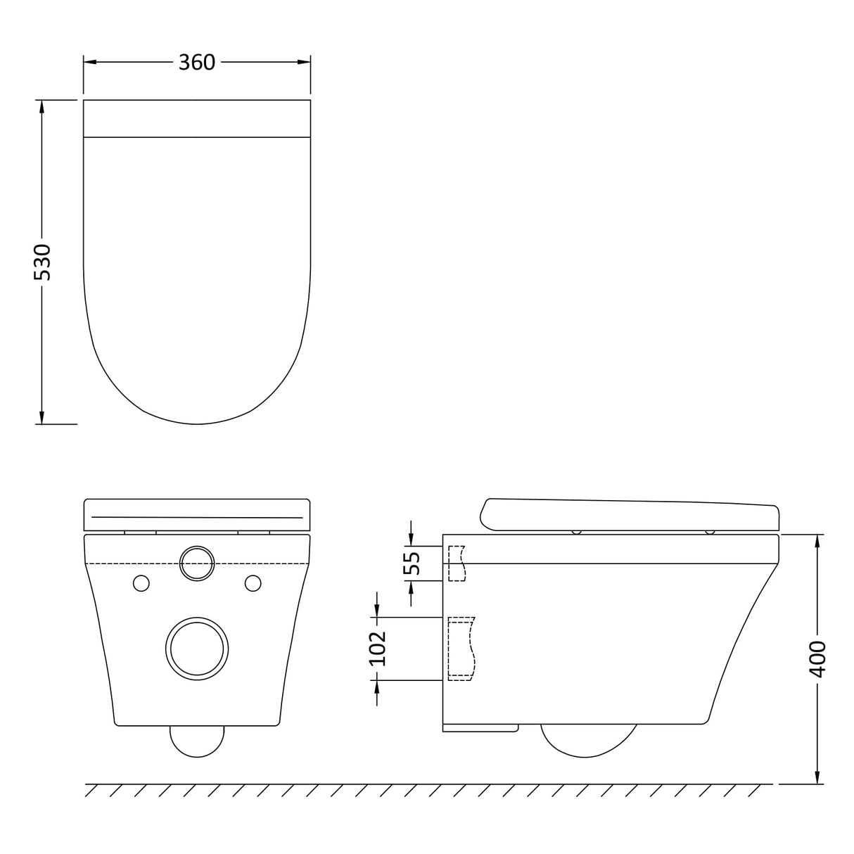 Hudson Reed Luna Wall Hung Toilet & Soft Close Seat White CPA027 LD