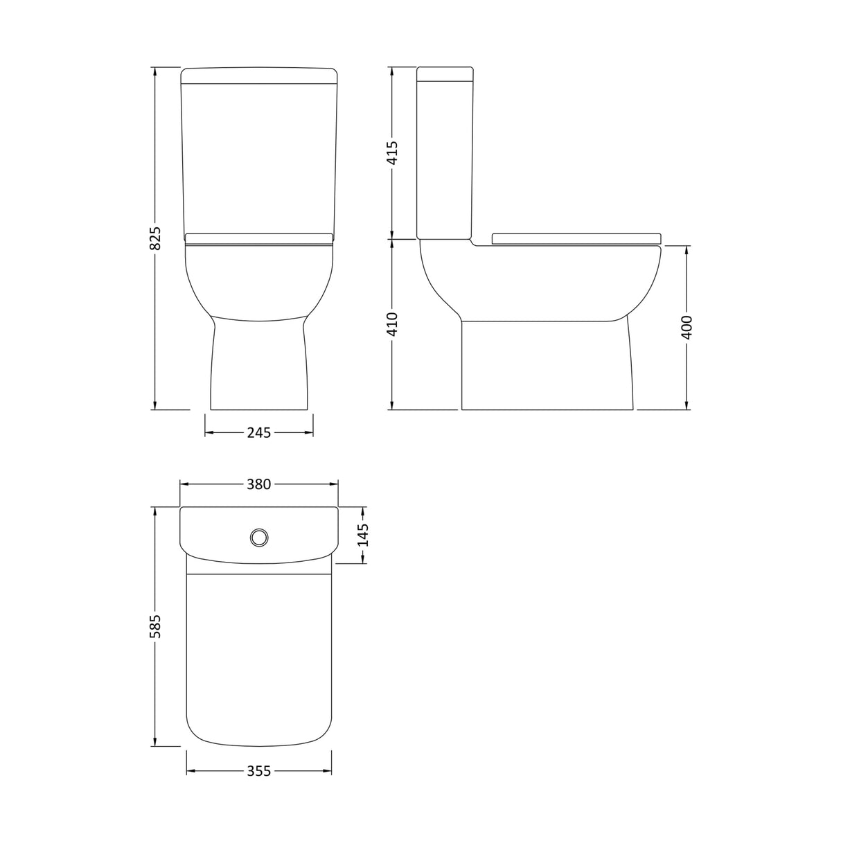 Nuie Ambrose Compact Semi BTW Close Coupled Toilet & Soft Close Seat CPC020 LD
