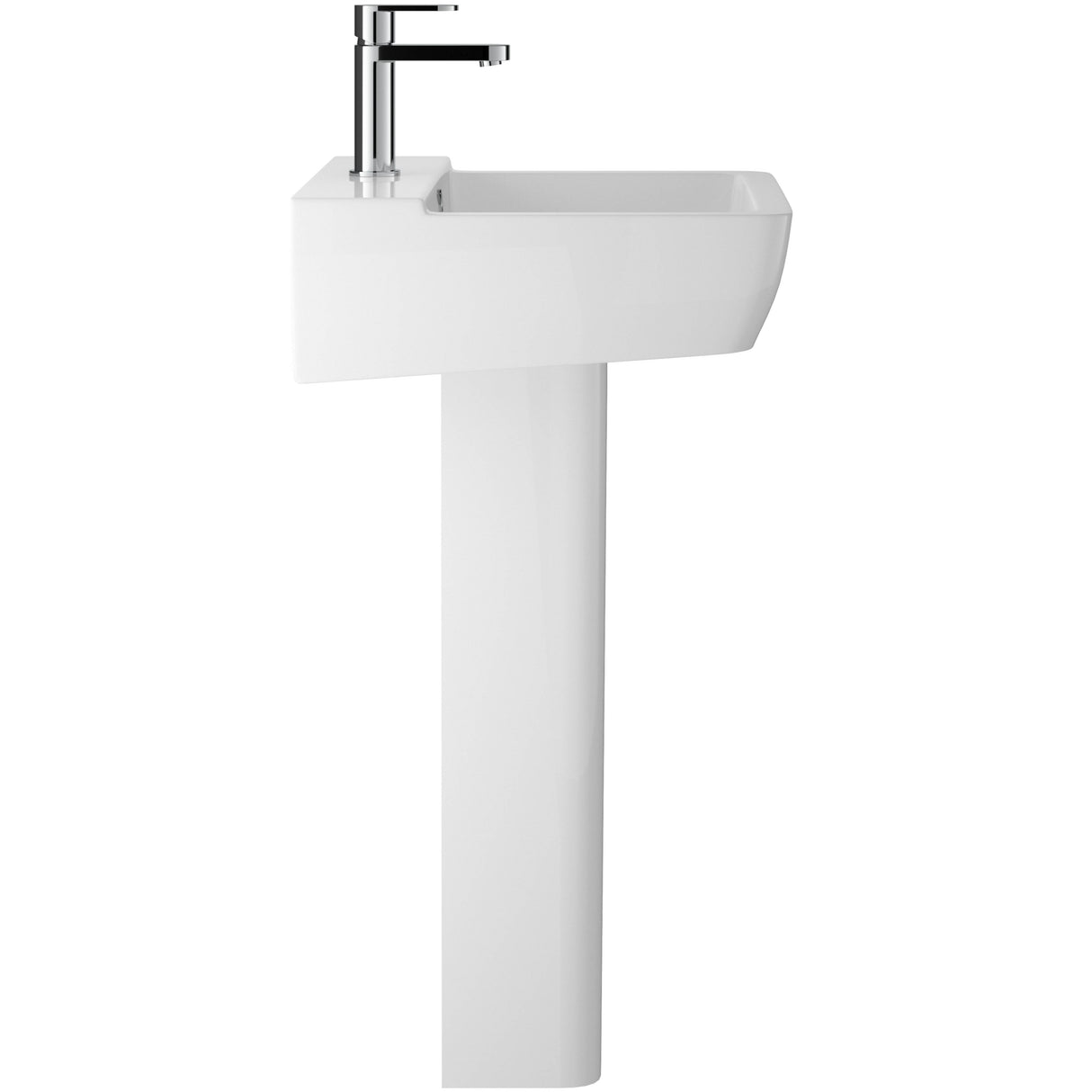 Hudson Reed Arlo Basin & Full Pedestal 550mm wide, 1 Tap Hole White CPC025_2