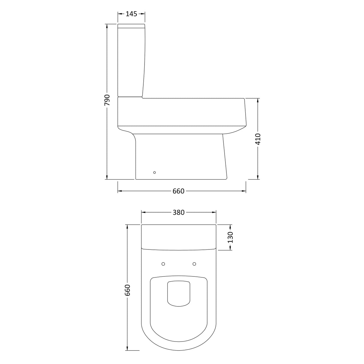 Nuie Ambrose Semi BTW Close Coupled Toilet Without Seat CPV006 LD