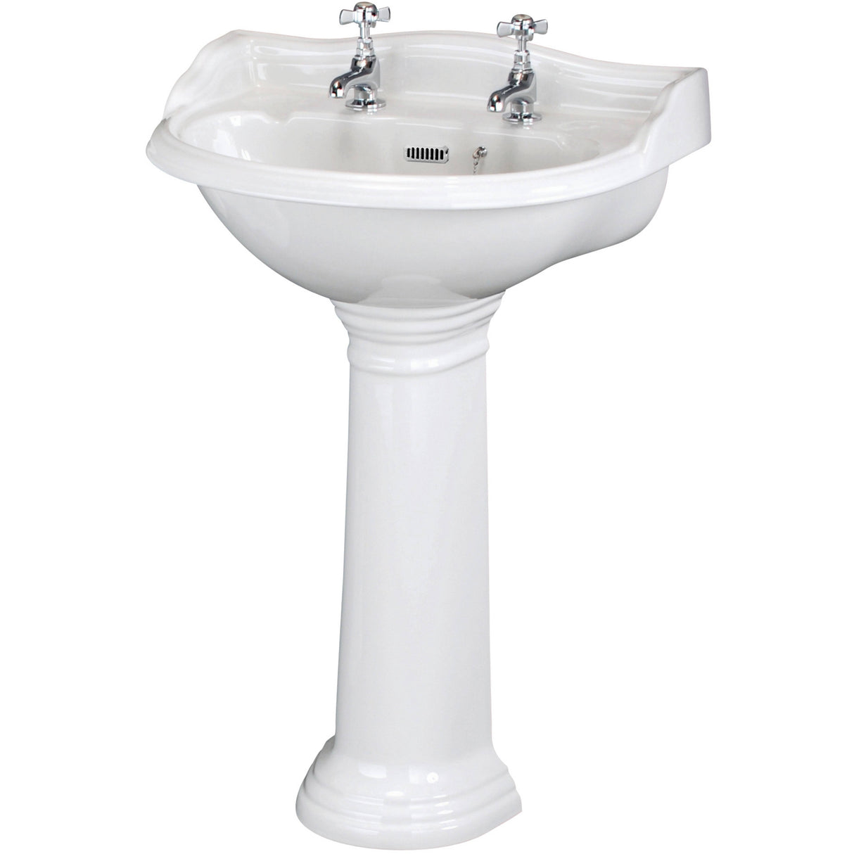 Old London Chancery Basin & Full Pedestal, 2 Tap Hole White CRT003