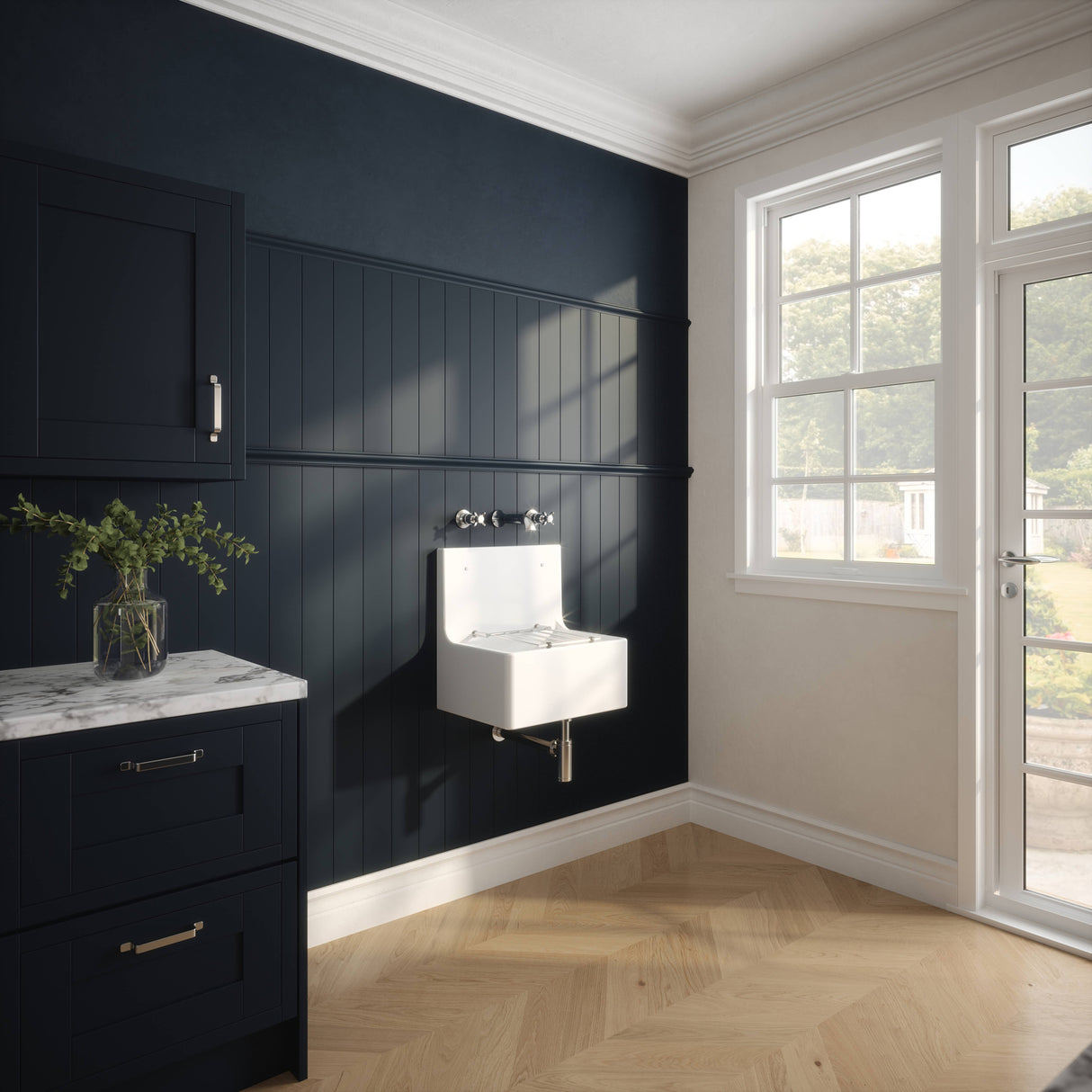 Nuie Ceramic Cleaner Sink With Grid 515 x 535 x 393mm CS10121 LS3