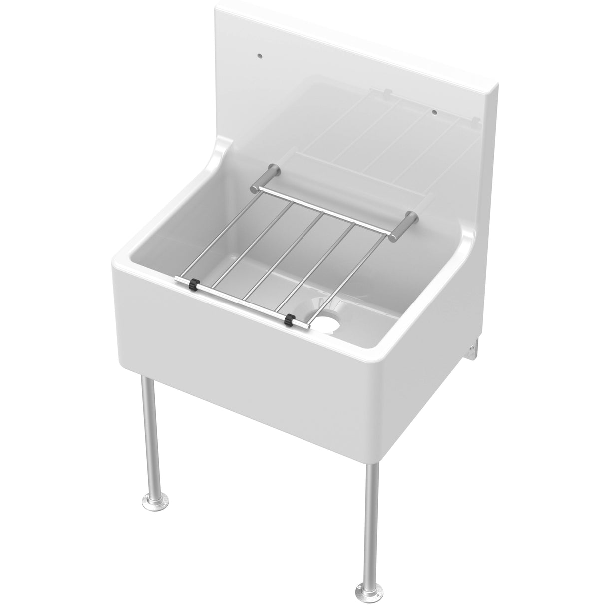 Nuie Ceramic Cleaner Sink With Grid & Leg Brackets 515 x 535 x 393mm CS10121LB