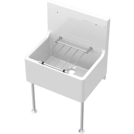 Nuie Ceramic Cleaner Sink With Grid & Leg Brackets 515 x 535 x 393mm CS10121LB