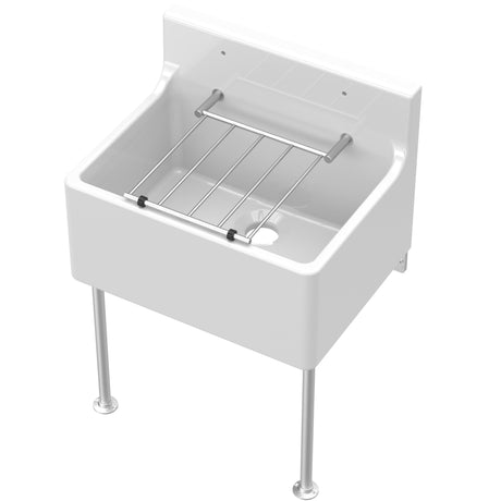 Nuie Ceramic Cleaner Sink With Grid & Leg Brackets 515 x 382 x 393mm CS10421LB