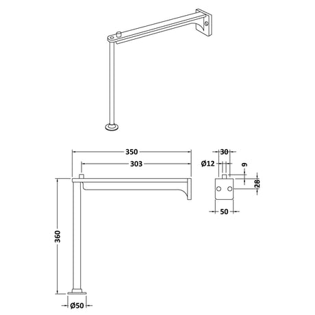 Nuie Cleaner Sink Legs & Wall Bracket - Stainless Steel CSL301 LD