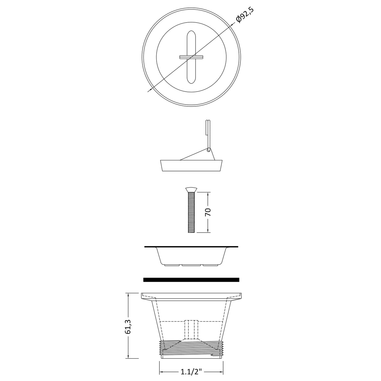 Nuie Cleaner Sink Waste & Plug CSW301 LD