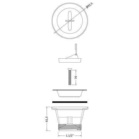 Nuie Cleaner Sink Waste & Plug CSW301 LD