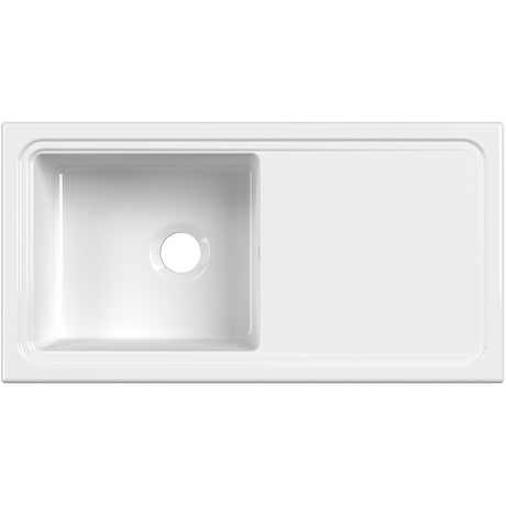 Nuie Modern 1.0 Bowl Ceramic Inset Kitchen Sink & Drainer White Reversible 1010mm x 525mm CT11TF1010_1