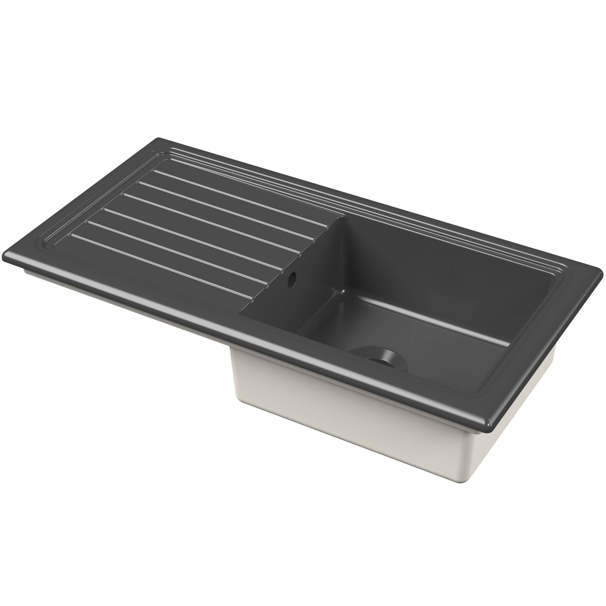 Nuie 1.0 Bowl Ceramic Inset Kitchen Sink & Drainer Soft Black Reversible 1010mm x 525mm CT41T1010