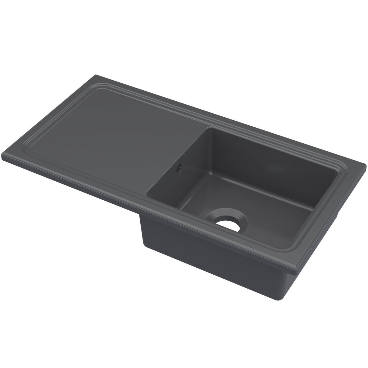 Nuie Modern 1.0 Bowl Ceramic Inset Kitchen Sink & Drainer Soft Black Reversible 1010mm x 525mm CT41TF1010