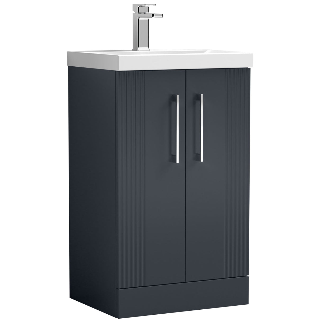 Nuie Deco 500mm Freestanding 2 Door Vanity Unit & Basin Soft Black DPF1423A