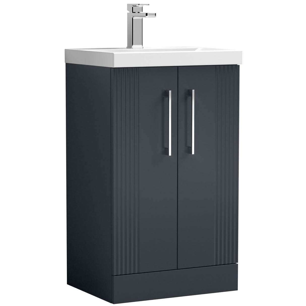 Nuie Deco 500mm Freestanding 2 Door Vanity Unit & Basin Soft Black DPF1423D